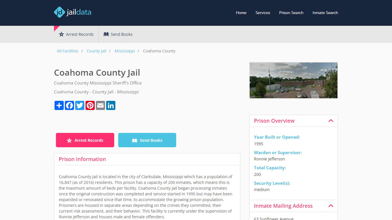 Coahoma County Jail Inmate Search and Prisoner Info - Clarksdale, MS