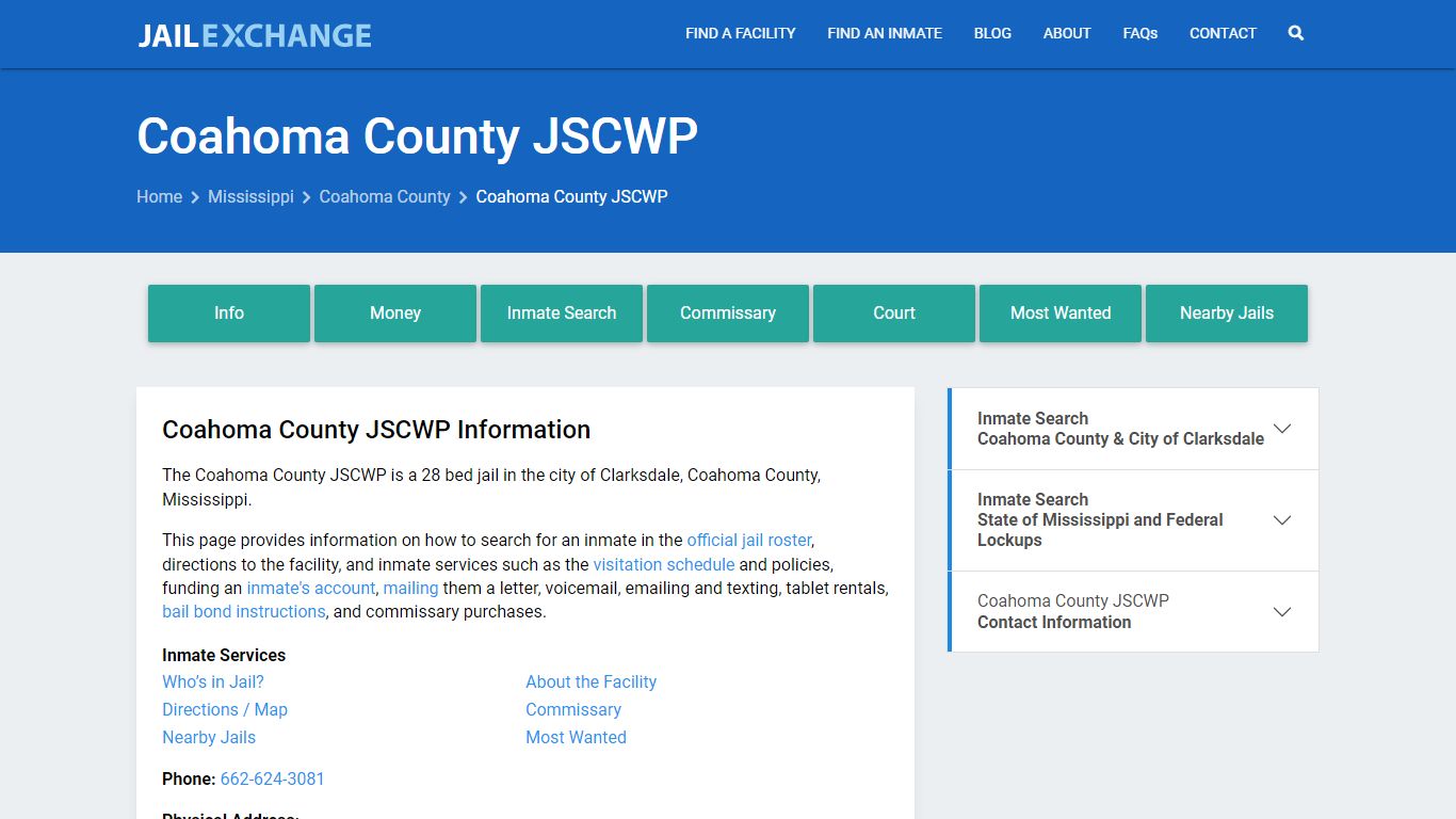 Coahoma County JSCWP, MS Inmate Search, Information - Jail Exchange